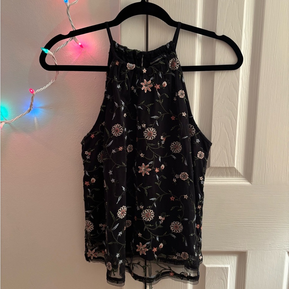 Abercrombie Floral Beaded Top